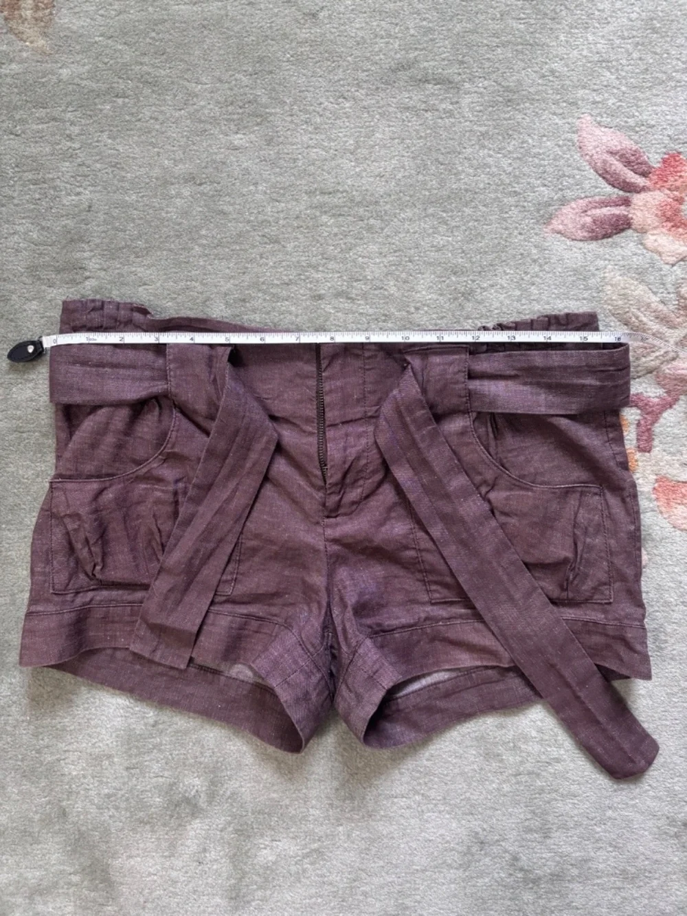 BCBGeneration Cotton/Linen Blend Belted Brown Shorts Women’s Size 6 - Picture 9 of 10
